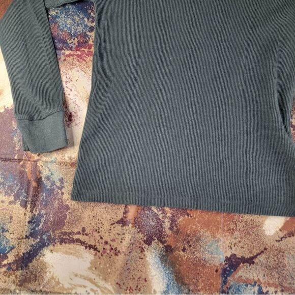 Arizona Jean Co Men's Shirt Small Green Long Sleeve Thermal Crew Neck Waffle - Picture 9 of 13